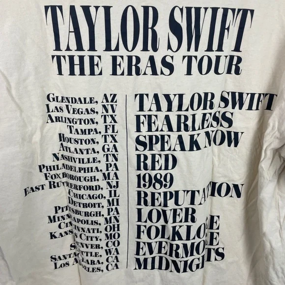 Taylor Swift Eras Tour OG Tour Cream Tee Size M - Picture 6 of 6
